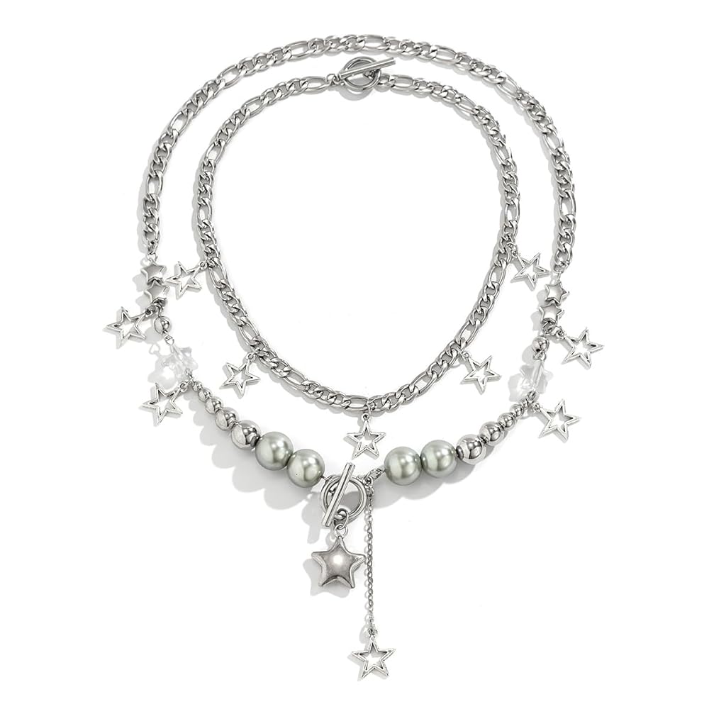 COREwithOUTER Necklace＆Charm セット tenghong2021 Y2k Star Necklace Gothic Tassel Star Pendant